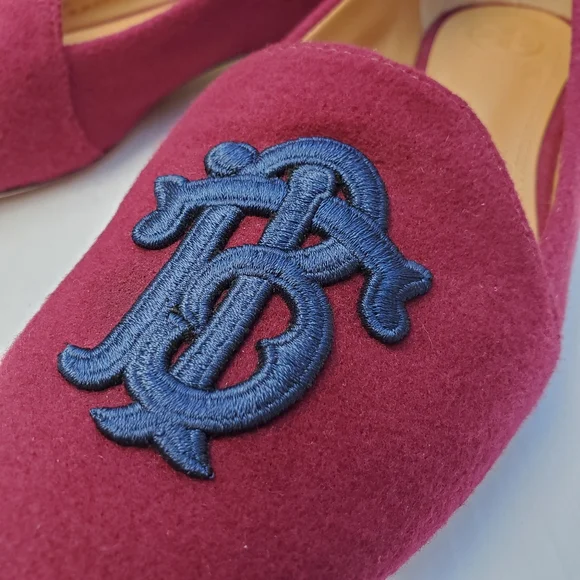 Tory Burch Maroon Navy Antonio Loafers - Picture 2 of 6
